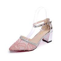 womens sandals summer comfort tulle outdoor walking block heel rhinest ...