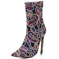 womens boots embroidered shoes fabric fall winter office career party  ...