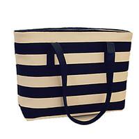 Woman Fashion Minimalist Shoulder Bag Canvas Handbag Shoulder Bag Leisure Package Travel Bag Striped Beach Bag