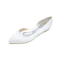 Women\'s Spring Summer Fall Satin Wedding Casual Party Evening Flat Heel Black Blue Pink Purple Ivory White Silver
