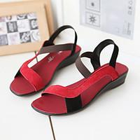 Women\'s Shoes Heel Wedges / Peep Toe Sandals Outdoor / Dress / Casual Black / Purple / Red / Black and Red