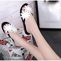 Women\'s Sandals Summer Sandals PVC Casual Flat Heel Flower Black / Champagne Others