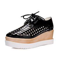 Women\'s Shoes Wedge Heel Round Toe Oxfords Office Career/Dress Black/Pink/White/Silver/Gold