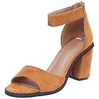 Women\'s Sandals Comfort PU Summer Outdoor Comfort Chunky Heel Black 3in-3 3/4in