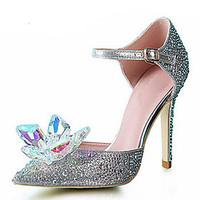 Women\'s Shoes Synthetic/Glitter Stiletto Heel Heels/Pointed Toe Pumps/Heels Wedding/Party Evening/Dress Silver