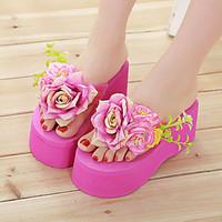 womens shoes fabric platform flip flops slippers outdoor dress pink re ...