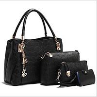 women pu casual outdoor tote bag sets white blue gold black