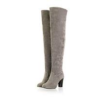 Women\'s Shoes Fleece / Leatherette Fashion Boots / Round Toe Boots Dress / Casual Chunky Heel ZipperBlack / Blue