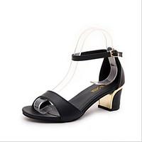 womens shoes buckle patent leather chunky heel cover heel peep toe san ...