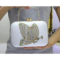 Women PU Formal/Event/Party / Office Career Evening Bag Butterfly Crystal Clutch Bags Clutches Lady Wedding