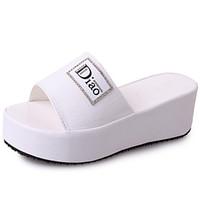 Women\'s Sandals Comfort Suede Summer Fall Dress Casual Walking Flat Heel Wedge Heel White Black 2in-2 3/4in