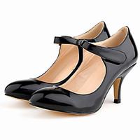 womens heels spring fall heels comfort round toe patent leather office ...