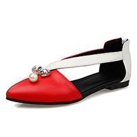 womens shoes flat heel pointed toe crystal pearl color contrast zip fl ...