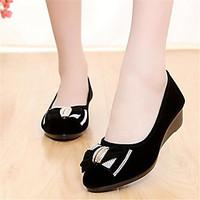Women\'s Boots Winter Mary Jane PU Casual Wedge Heel Feather