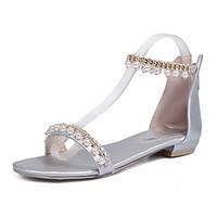 Women\'s Sandals Summer Fall D\'Orsay Two-Piece PU Office Career Party Evening Dress Flat Heel Pearl