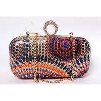Women Plastic / Satin Formal / Event/Party / Wedding Evening Bag Colorful Beads Printing Diamonds Small Purse Vintage