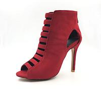 Women\'s Sandals Spring Summer Fall Fleece Casual Party Evening Stiletto Heel Black Red Blue