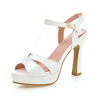 Women\'s Shoes Chunky Heel Heels / Peep Toe / Platform Sandals Wedding / Party Evening / Pink / White / Almond