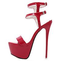 Women\'s Shoes Patent Leather Stiletto Heel Open Toe Sandals Party Evening / Dress Black / Red / White