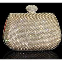 women other leather type evening bag gold silver