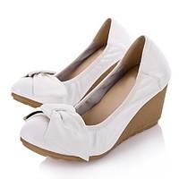 Women\'s Boots Winter Mary Jane PU Casual Wedge Heel Feather