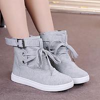 Women\'s Boots Canvas Fall Winter Casual Flat Heel Black Gray Flat