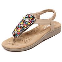 Women\'s Sandals Spring Summer Fall Mary Jane Gladiator Leatherette Casual Dress Low HeelRhinestone Crystal Applique Sparkling Glitter