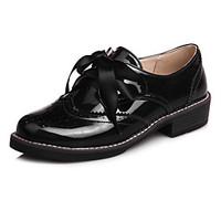 Women\'s Oxfords Spring Summer Fall Winter Patent Leather Office Career Dress Casual Low Heel Chunky Heel Block Heel Lace-upBlack