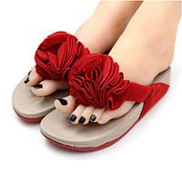 Women\'s Slippers Flip-Flops Summer Slingback Rubber Casual Flat Heel Red Purple