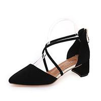 womens heels comfort leatherette summer casual office career walking c ...