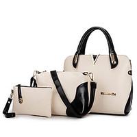 Women Bag Sets PU All Seasons Wedding Birthday Event/Party Business Shell Zipper Wine Black White Pool