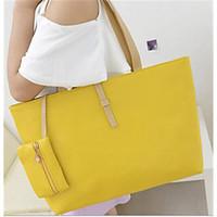 Women PU Baguette Tote - White / Pink / Yellow / Black