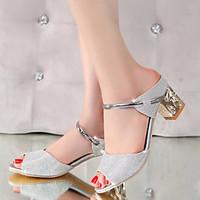 Women\'s Sandals Summer Ankle Strap PU Party Evening Casual Chunky Heel Others Silver Gold Others