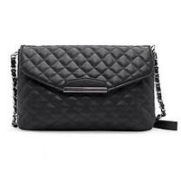 Women Quilted Shoulder Bag PU Leather Flap Front Crossbody Envelope Bag Clutch