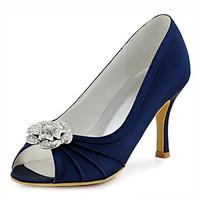 Women\'s Shoes Stretch Satin Spring / Peep Toe Sandals Wedding / Party Evening / Dress Stiletto Heel CrystalBlue /