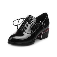 Women\'s Oxfords Spring Summer Fall Winter Club Shoes Patent Leather Office Career Dress Party Evening Chunky Heel Block Heel Lace-up