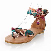 womens sandals summer fall fabric outdoor dress casual flat heel bowkn ...