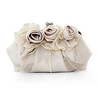 Women Satin Event/Party Evening Bag White Pink Brown Red Silver