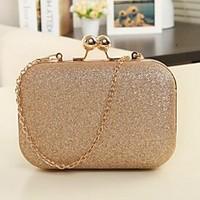 Women leatherette Metal Event/Party Evening Bag Pink Gold Black