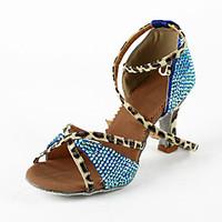 womens leatherette rhinestone upper ankle strap latin salsa dance shoe ...