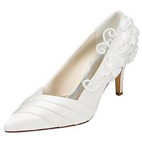 Women\'s Heels Spring / Fall Others Stretch Satin Wedding / Party Evening / Dress Stiletto Heel Applique Ivory / White Others