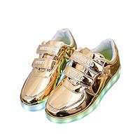 Women\'s Boy\'s Girl\'s Sneakers Summer Light Up Shoes Leatherette Outdoor Casual Athletic Flat Heel Magic Tape LED Silver Gold
