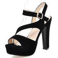 Women\'s Sandals Spring / Summer / Fall Peep Toe / Party Evening / Dress / Casual Chunky Heel Buckle / Hollow-out