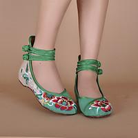 womens spring summer fall canvas casual flat heel buckle black green r ...