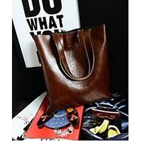 Women Tote PU Casual Black Brown Red Green Light Brown