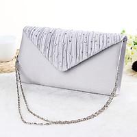 Women Silk Event/Party Evening Bag Silver Black Almond