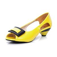 Women\'s Shoes Patent Leather Low Heel Peep Toe Pumps/Heels Dress Black/Blue/Yellow/Green/Pink/White