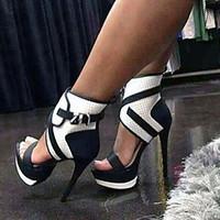 womens sexy high heels stiletto heel peep toe black sandals party shoe ...