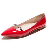 Women\'s Shoes Patent Leather Flat Heel Pointed Toe Flats Wedding / Party Evening / Casual Black / Red / Almond