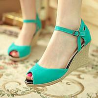 Women\'s Shoes Heel Wedges / Heels / Peep Toe Sandals / Heels Outdoor / Dress / Casual Black / Blue / Red / Almond/1327
